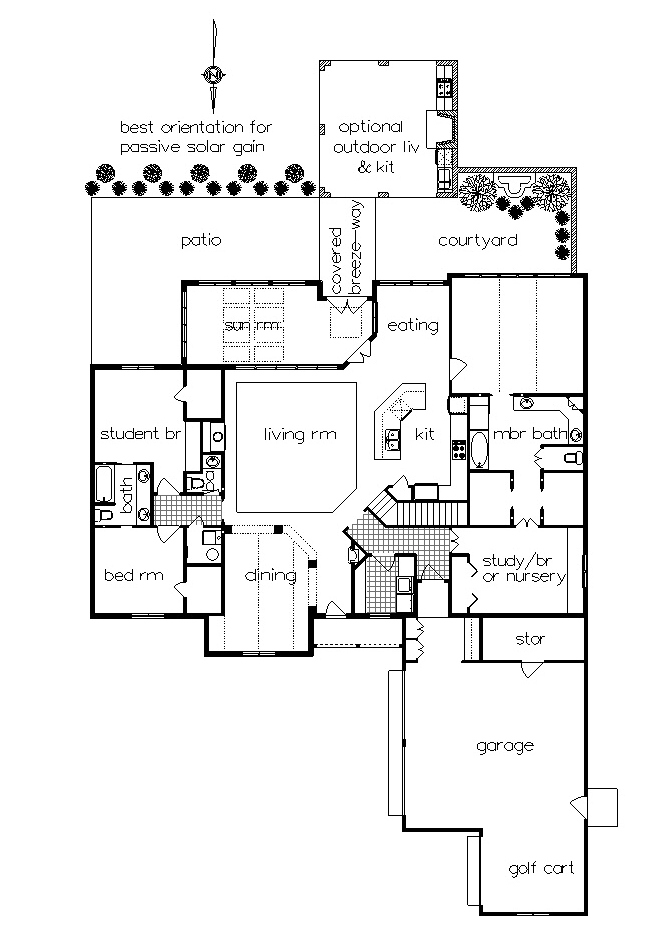  One  story home  plan  with sunroom